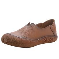 New round toe V cut ballet flats woman perforated moccasins women's handmade genuine leather loafers ladies soft driving shoes CN 35