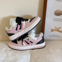 Student little white shoes female dopamine breathable 2025 spring new student sports bread shoes female thick baseplate shoes female 35 black