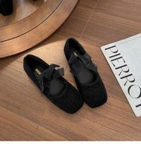 Temperament retro ballet style square head flat bottom shallow mouth single shoes women's 2025 new spring and autumn French soft sole Mary Jane shoes 35
