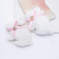 10Pcs Padded Plush Rabbit with Bow Appliques for DIY Clothes Hat Leggings Sewing Patches Headwear Hair Clips Decor Accessories balta