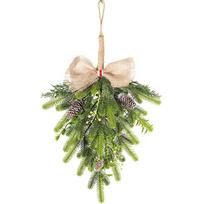 60Cm Christmas Wall Hanging Simulation Christmas Tree Window Door Wall Hanging Wreath Rattan Half Side Tree Wall Pendant 60x30cm
