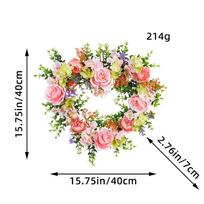 Hong Kong Love Valentine'S Day Love Wreath Qixi Festival Pink Rose Simulation Wreath Wedding Decoration Pendant J3-10 Valentine's Day Pink Rose Love Wreath