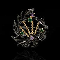 Coconut Tree Rings with Tide Diamonds and Colored Closed Mouth Coconut Tree Rings No. 6