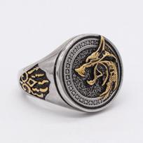 Retro Nordic Viking Wolf Head Thai Atmospheric Ring Fashion Versatile and Powerful Creative Ring one size(US size 6-13)