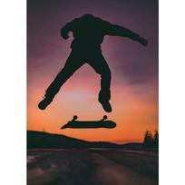 Fashion Skateboard Canvas Poster City Sports Wall Art Pictures for Living Room Bedroom Playroom Bar Club Modern Home Decor Gift 21cm×30cm NoFrame black