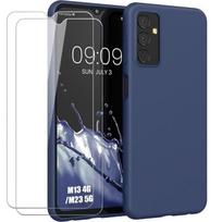 Protective case for Samsung Galaxy M13 - M23 5G, Navy Blue Silicone + 2 Tempered Glasses mėlyna