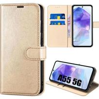 Case for Samsung Galaxy A55 5G, Shockproof PU Leather Protection with Card Holder and Stand Function - Gold auksas