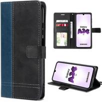 Case for Samsung Galaxy A34 5G Anti-Scratch Protection Synthetic Leather Two-Tone Navy Blue-Black mėlyna