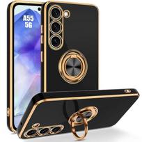 Case for Samsung Galaxy A55 5G - Black - Shockproof Silicone - Ring Holder - Flexible juoda
