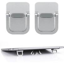 2x Mini Laptop Tablet Phone Stand, Adhesive Support for Keyboard Desk Metal - Silvery
