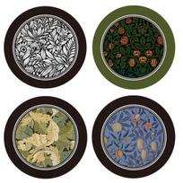 Vintage Absorbent Coaster Ethnic Floral Fabric Teacup Mat Quick-Dry Diatomite Drinks Coasters for Hot Cold Drinks M 4pcs
