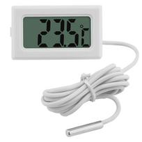 Mini LCD skaitmeninis termometras su vandeniui atspariu zondu, patogiu vidaus lauko temperatūros jutikliu šaldytuvo šaldytuvo akvariumui balta