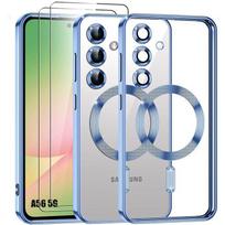 Case for Samsung Galaxy A56 5G - BOOLING - with Magnetic Ring Camera Protection - Blue - 2 Tempered Glasses mėlyna