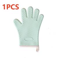 Silicone Kitchen Gloves Cotton Lined Silicone BBQ Mitts 450 Degrees Heat Resistant Oven Gloves for Baking Grilling Smoker Fryer
