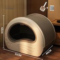 Uždaroma katės smėlio dėžė su dezodorantu, kapsulės formos, stalčiaus dizaino, katės tualetas, UV sterilizuojantis padėklas katėms, naminiams gyvūnėliams pilka spalva