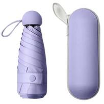 Capsule Umbrella with Case for Women Sunny and Rainy Rainproof UV Protection Outdoor Traveling Portable 5 Folding Mini Umbrella iron&6K