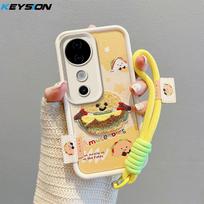 KEYSION Cartoon Cute Plush Embroidery Case for VIVO V40 Pro 5G with Lanyard Silicone Shockproof Phone Cover for VIVO V40 5G for VIVO V40