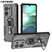 KEYSION Shockproof Armor Case for Redmi A5 4G Soft Silicone+PC Upright Metal Ring Stand Phone Back Cover for Xiaomi POCO C71 for Redmi A5 juoda