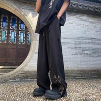 Summer Thin Embroidered Casual Pants Men's Straight Sweatpants M juoda