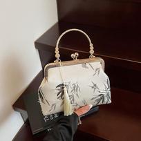 New Ink Bamboo Cheongsam Style Framed Clutch Bag - Vintage Chinese Crossbody/Handbag, Artistic and Elegant, Perfect Gift for Ladies