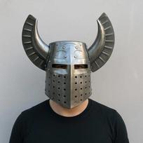 Viduramžių vikingų didysis šalmas su ragais, fantazijos kario šalmas LARP, Cosplay, SCA šarvai, plieninis kryžiuočių riterio šalmas, geriausia dovana jam