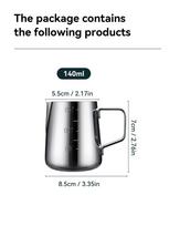 Pieno putojimo ąsotėlis Espresso kavos puodelis su skale Storas nerūdijančio plieno pieno ąsotis Latte art kavos aksesuaras