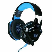 Stereofoninės žaidimų ausinės Casque Kotion EACH G2000 Geriausios kompiuterinės žaidimų ausinės su giliais bosais PC žaidėjams su mikrofonu ir LED apšvietimu mėlyna
