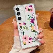 For Samsung S25 Ultra S24 FE S23 A56 A36 A16 A15 A55 A35 Case Shell Floral Pattern Clear Soft Silicone Lens Protection Shockproof Slim Phone Cover Samsung S25 edge