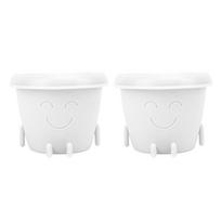 Straight Leg Small Succulent Face Flower Pot with Drainage Cute Plastic Funny Planter for Indoor balta