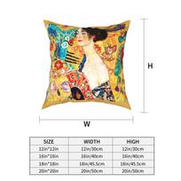 Gustav Klimt Lady With Fan Square Pillow Case Polyester Throw Pillow Fashion Cushion Covers 30x30cm juoda