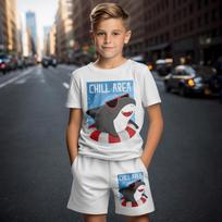 Children's Sets Boys Animal Shark 3D Print Clothing Set Suit For Boy Summer Short Sleeve Active Sports Fashion Polyester Kids 100
