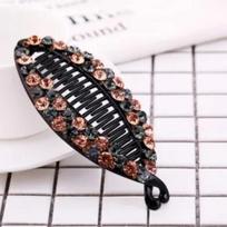 Luxury Pony Hair 12cm large size Crystal Long colorful rhinestones fish banana hair claw clip Hair Accessories for women 1 Piece