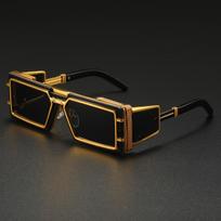 Kvadratiniai Punk Akiniai Nuo Saulės Vyrams Vintažiniai Prabangūs Steampunk Akiniai Nuo Saulės Moterims Madingi Akiniai Gafas De Sol Hombre Lunette De Soleil Homme Gold Gray black