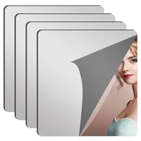 Pack of 4 Self Adhesive Acrylic Mirror Tiles DIY Wall Mirror for Bathroom Decorative Mirror Easy Installation Decors B