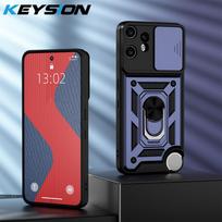 KEYSION Shockproof Case for Nothing CMF Phone 2 Pro Slide Camera Protection Metal Ring Stand Phone Cover for CMF Phone 2 Pro for CMF Phone 2 Pro mėlyna