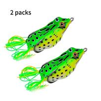 Frog Lures 2pcs Soft Tube Bait Plastic Fishing Lure With Hooks Top Water Soft 3D Eyes Artificial Wild Hanging Fishing Bait Tool 2PCs 5g