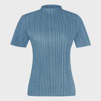 Pleated Short Sleeve Women's Casual Solid Color Summer T-shirt, Comfortable Basic 2025 Collection One Size
