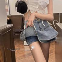 Women's High Waist Ruffle Denim Midi Skirt - Summer 2022 A-Line Bodycon Design 5XL mėlyna
