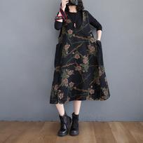 Spring 2021 Plus Size Hooded Denim Vest Dress with Large Pockets Loose One Size (50-100 kg)