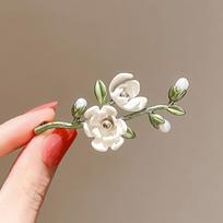 Style Enamel Lily Magnolia Alba Flower Brooches For Women Weddings Banquet Office Brooch Pins Gifts Clothes Ornament