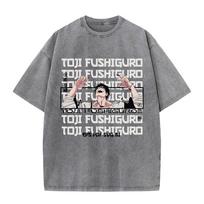 Anime Jujutsu Kaisen Marškinėliai Vintage skalauti marškinėliai Harajuku Oversize medvilniniai marškinėliai Medvilniniai madingi gatvės drabužiai Unisex viršus S