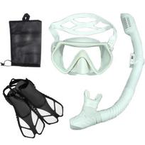 Snorkel nardymo kaukė ir akiniai nardymo plaukimo vamzdžių rinkinys suaugusiems unisex S/M white