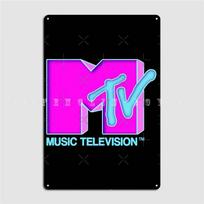 Mtv Neon 80s Design Metal Sign Wall Cave Bar Cave Customize Plates Tin Sign Poster 20x30cm