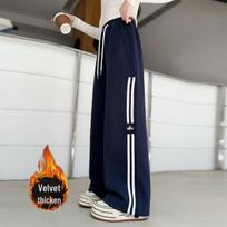Girls' Straight-Leg Sports Sweatpants - Autumn/Winter, Plus Velvet, Cool Loose Fit for Big Girls 120cm [Recommended 30-40 jin]