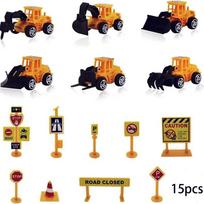 1 Set  Cute Excavator Construction Truck Roadblock Cake Topper Durable PVC Ideal for Birthday Party Decorations