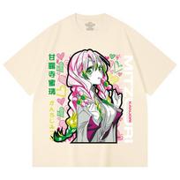 230 Gsm 100% Cotton Demon Slayer V102 Mitsuri Print Unisex Heavy Cotton T Shirt XS abrikosas