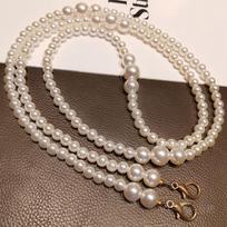 New Pearl Necklace Chain For Women Handmade String Pearl Necklace With Metal Round Clasp Crossbody Phone Strap One Size balta