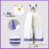 Re:Zero - Starting Life in Another World Emilia Cosplay Costume with Ears, Cape, and Cloak Emilia Cloak S