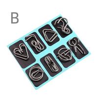 8Pcs Metal Montessori Puzzle Wire IQ Mind Brain Teaser Puzzles Children Adults Interactive Game Reliever Educational Toys
