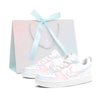 Nike Court Borough Low Sweet Dream Love Low top Skateboard Shoes Women's Pink Blue BQ5448-100(Team675-love ) 36.5